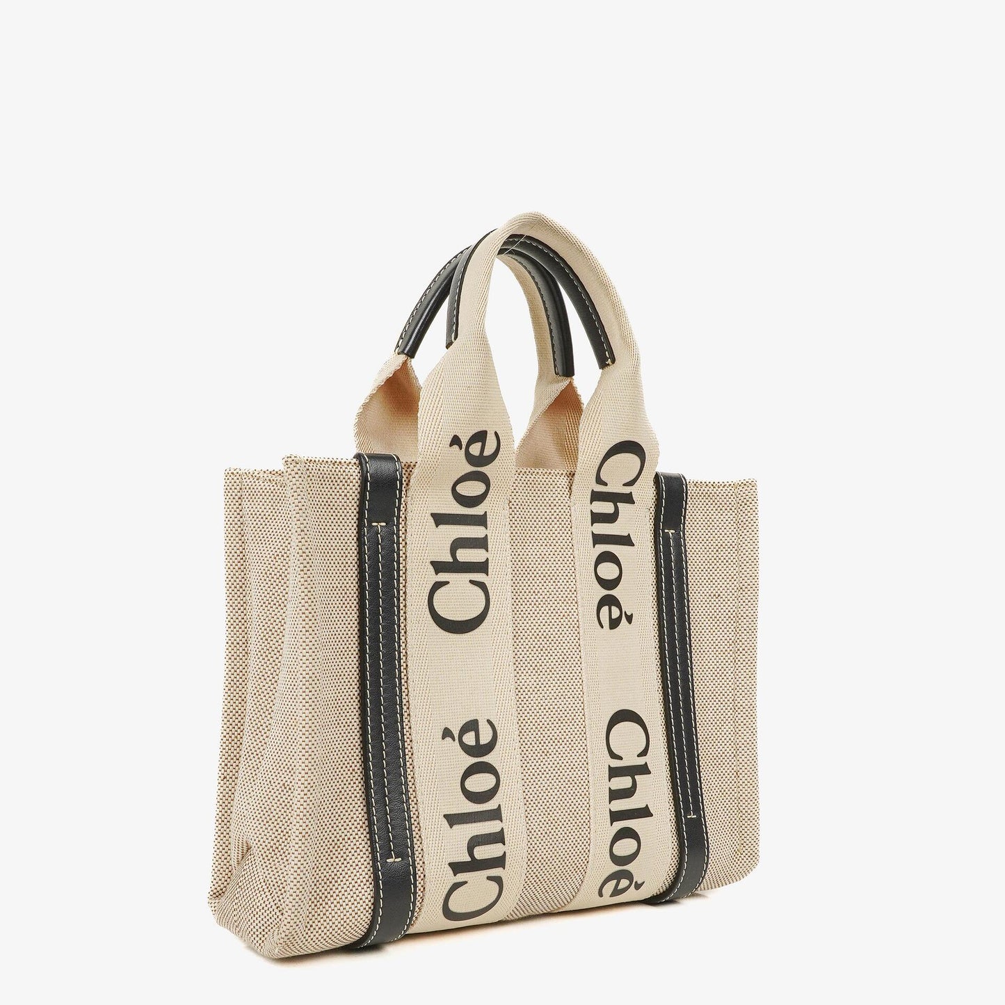 Chloé Small Woody Tote Bag aus Leinen