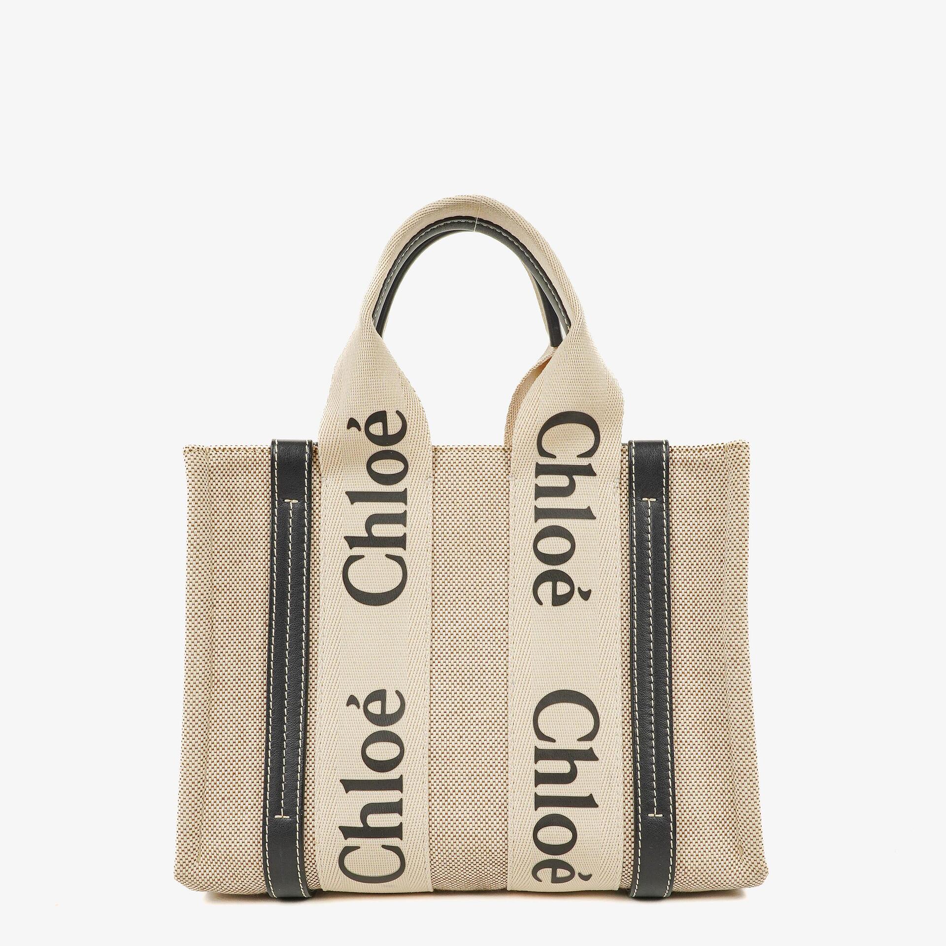 Chloé Small Woody Tote Bag aus Leinen