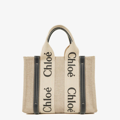 Chloé Small Woody Tote Bag aus Leinen