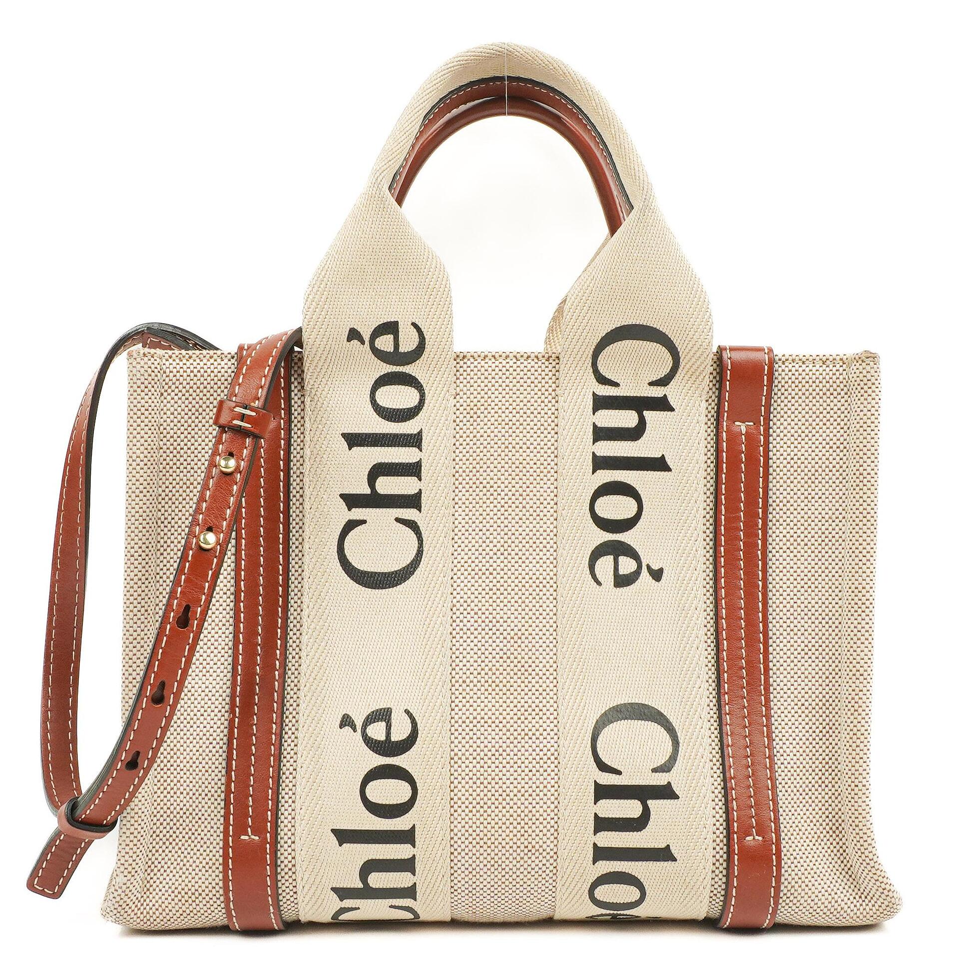Chloé Kleine Woody Leinen Tote Bag Braun