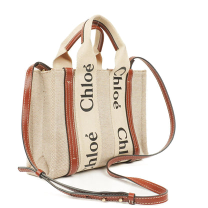 Chloé Kleine Woody Leinen Tote Bag Braun