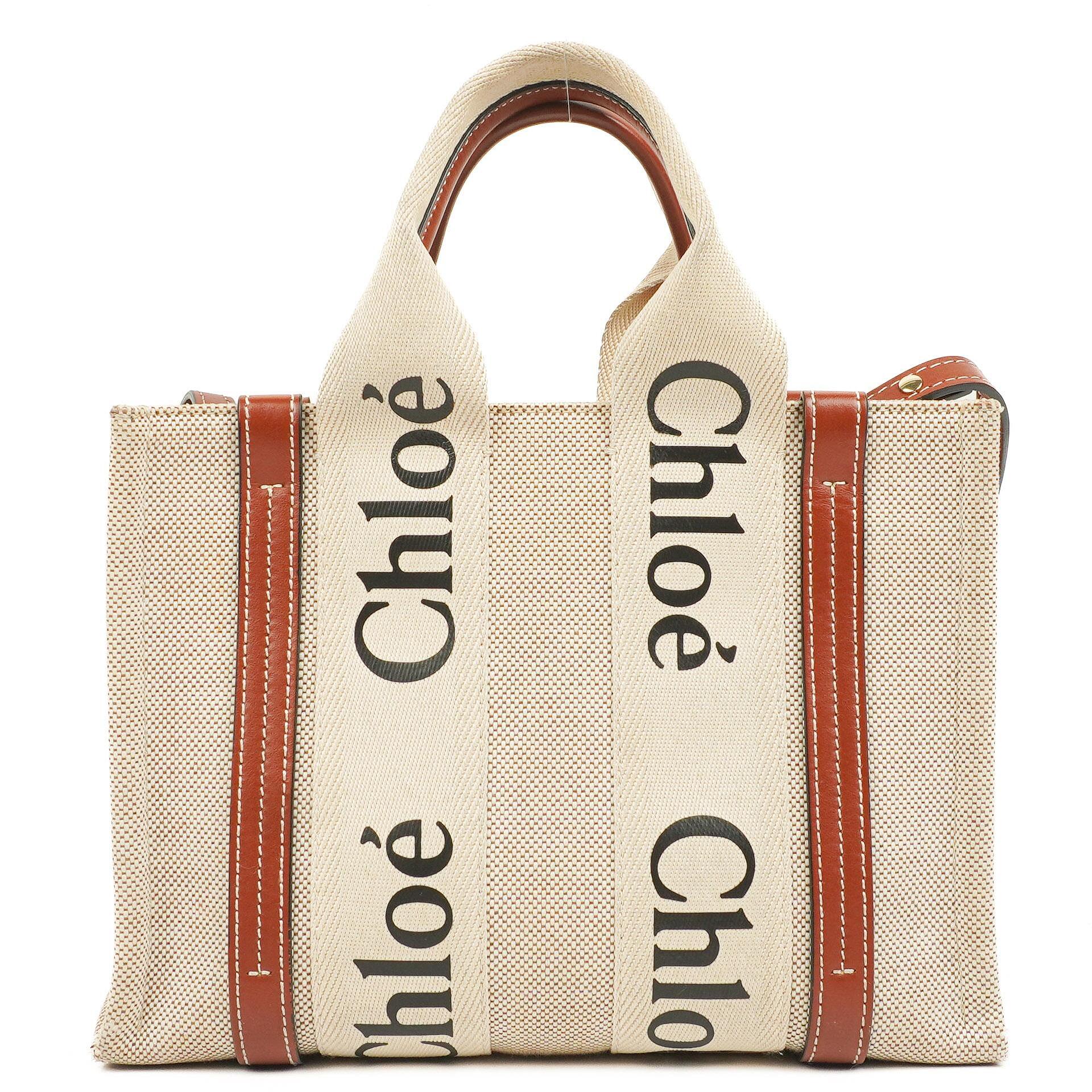 Chloé Kleine Woody Leinen Tote Bag Braun