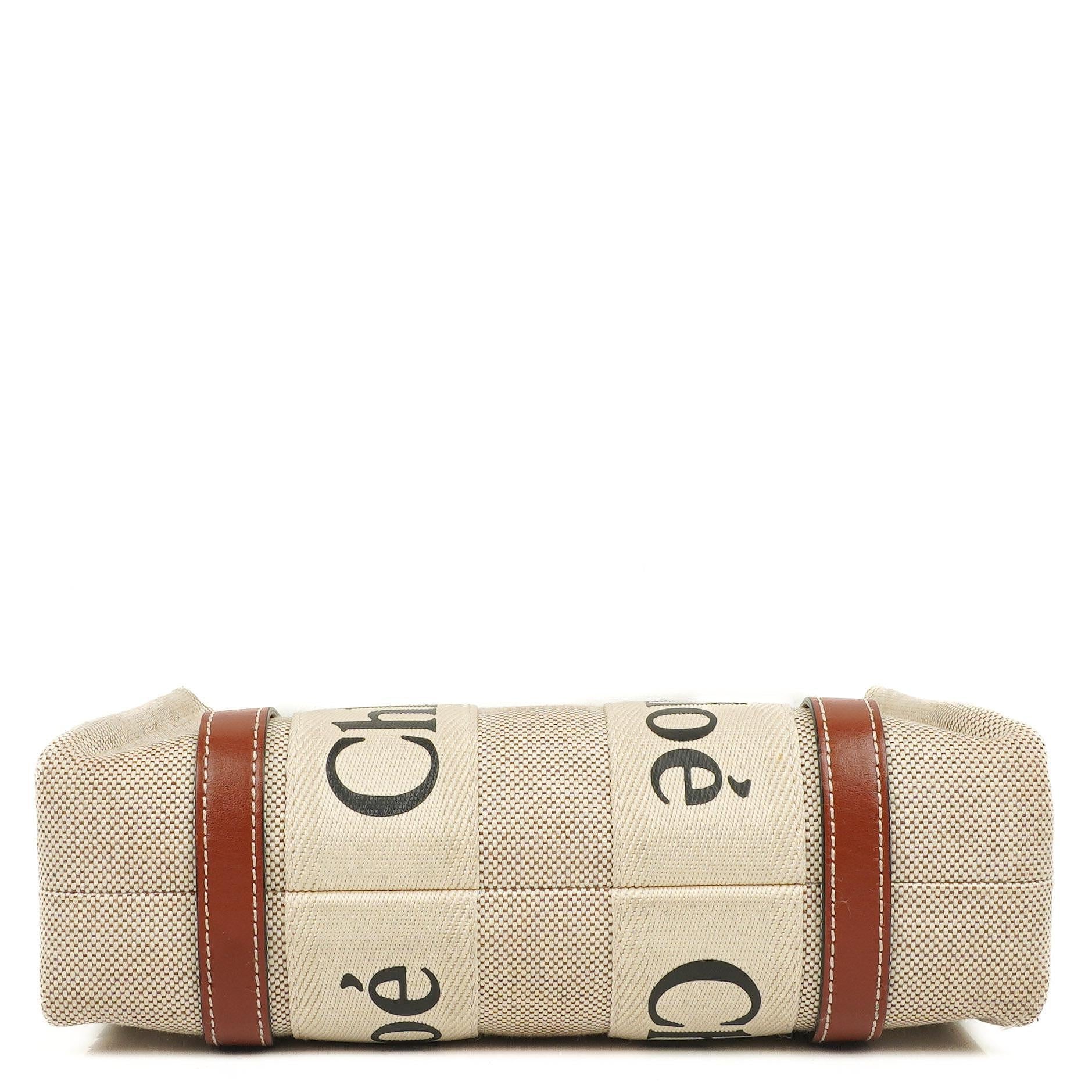 Chloé Kleine Woody Leinen Tote Bag Braun