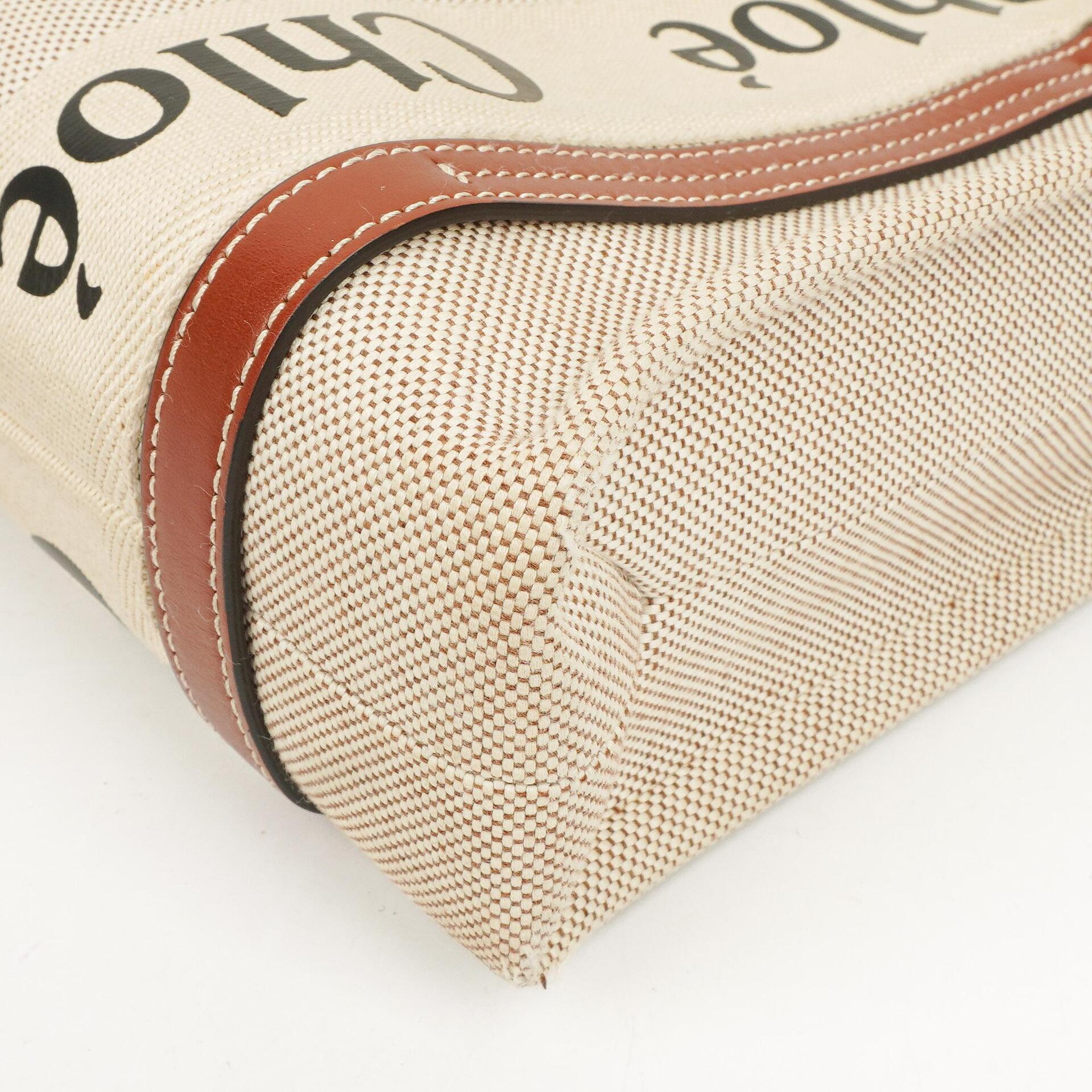 Chloé Kleine Woody Leinen Tote Bag Braun