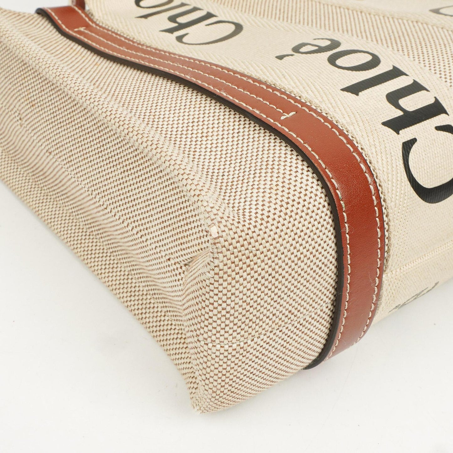 Chloé Kleine Woody Leinen Tote Bag Braun