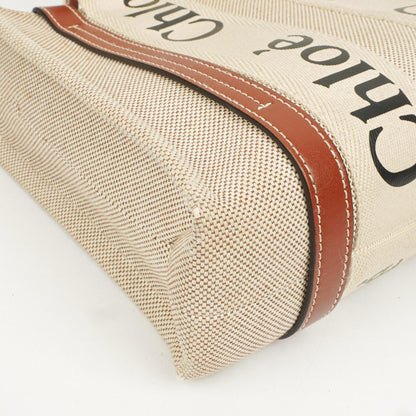 Chloé Kleine Woody Leinen Tote Bag Braun