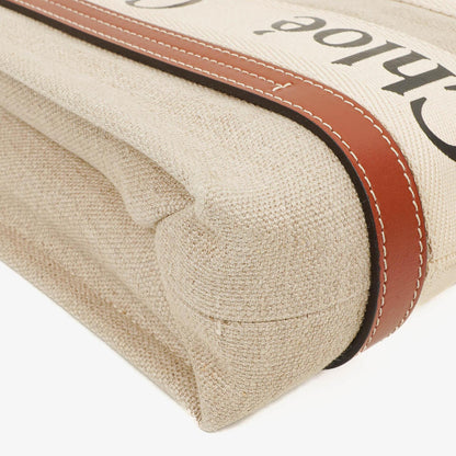 Chloe Kleine Woody Tragetasche aus Leinen in Braun