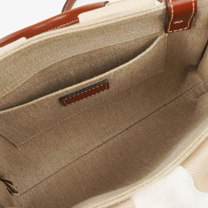 Chloe Kleine Woody Tragetasche aus Leinen in Braun