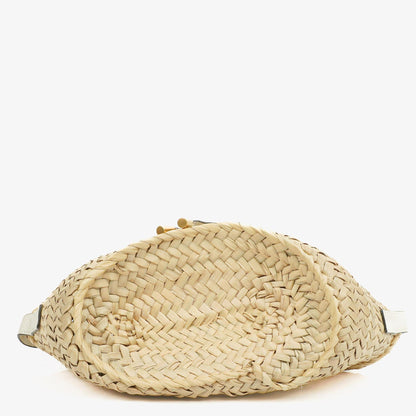 Chloe kleine Marcie Korbtasche aus geflochtenem Raffia und Leder in Weiß/Beige