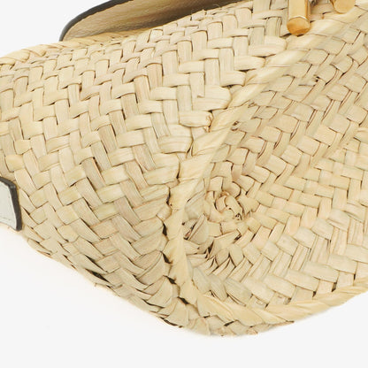 Chloe kleine Marcie Korbtasche aus geflochtenem Raffia und Leder in Weiß/Beige