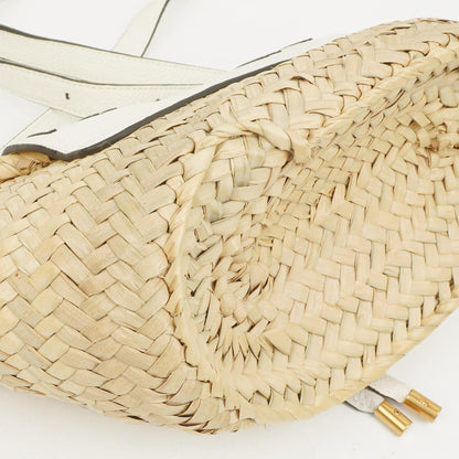 Chloe kleine Marcie Korbtasche aus geflochtenem Raffia und Leder in Weiß/Beige