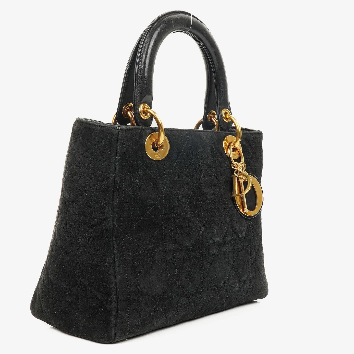 Christian Dior Lady Dior Tote Bag aus schwarzem Cannage-gestepptem Wildleder