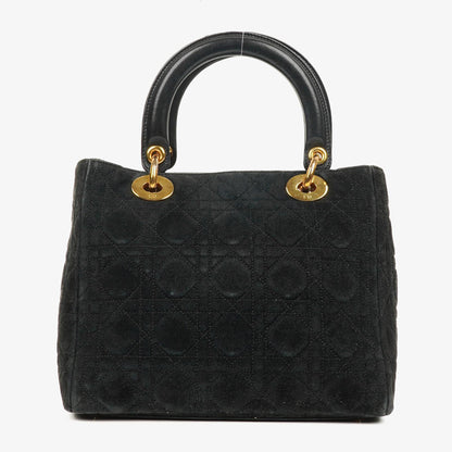Christian Dior Lady Dior Tote Bag aus schwarzem Cannage-gestepptem Wildleder