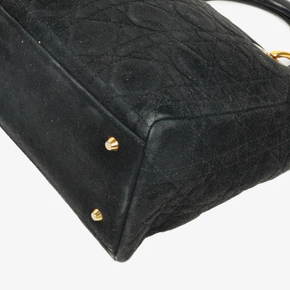 Christian Dior Lady Dior Tote Bag aus schwarzem Cannage-gestepptem Wildleder