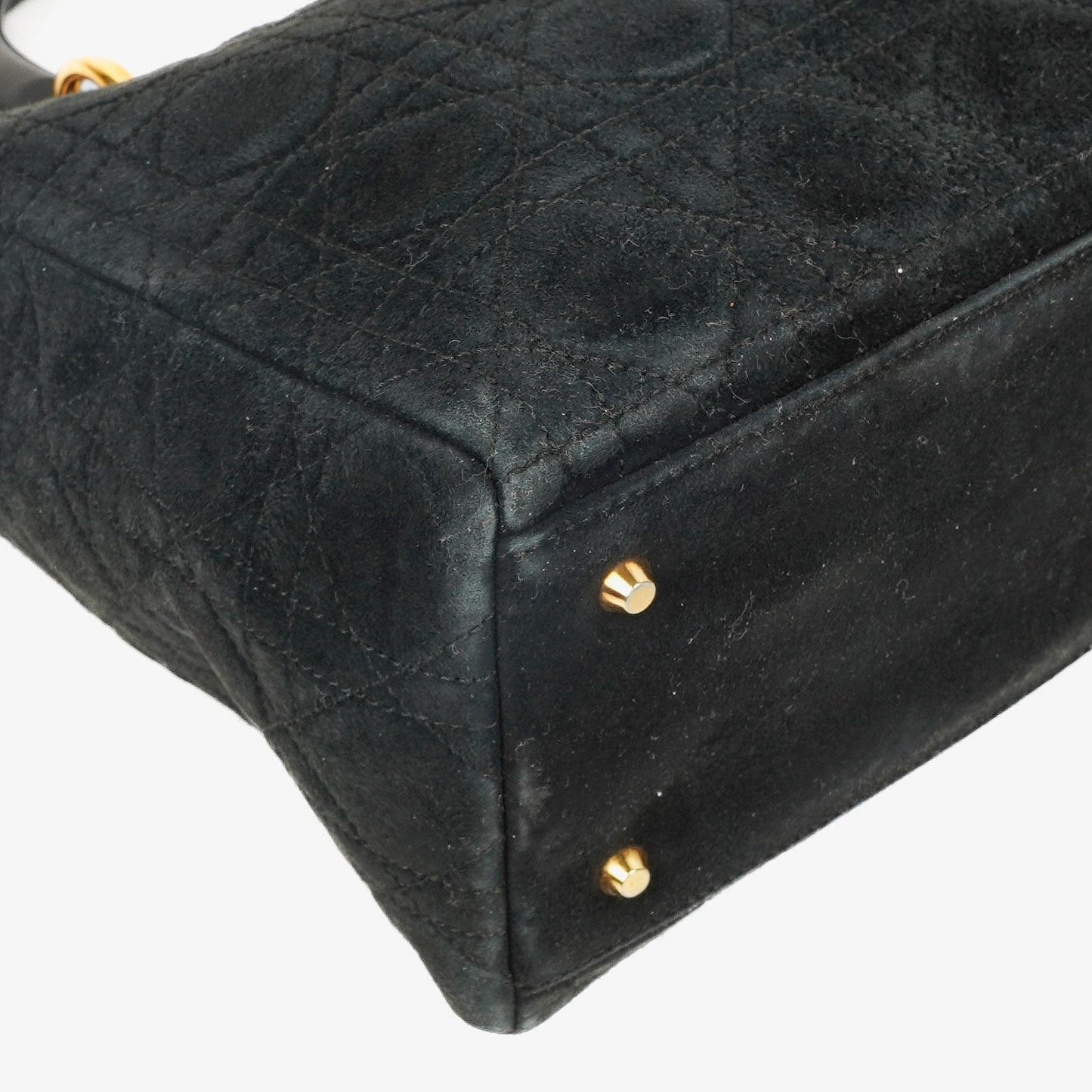 Christian Dior Lady Dior Tote Bag aus schwarzem Cannage-gestepptem Wildleder