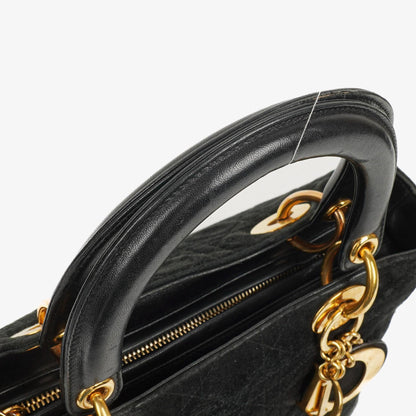 Christian Dior Lady Dior Tote Bag aus schwarzem Cannage-gestepptem Wildleder