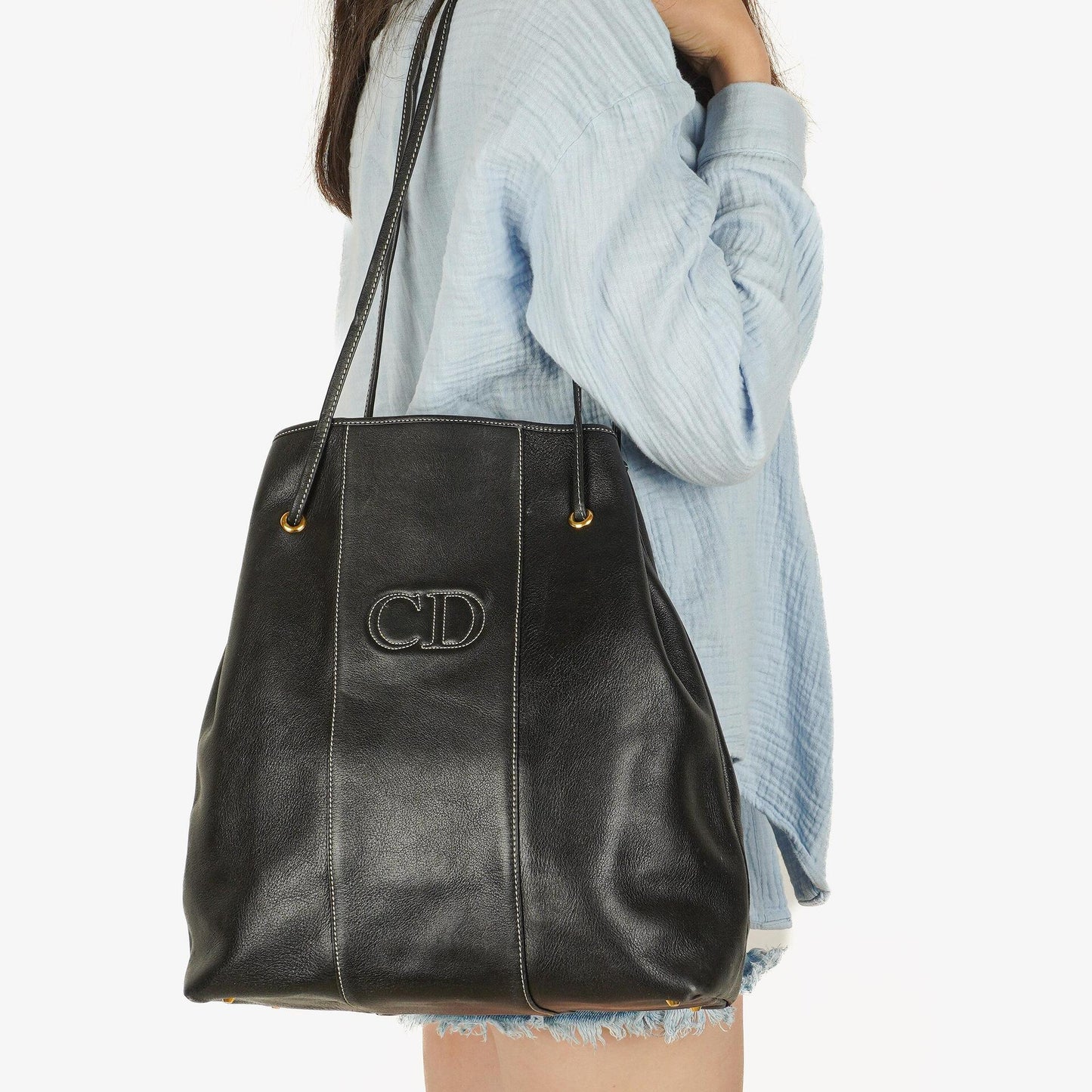Christian Dior CD Logo Tote-Tasche mit Kordelzug
