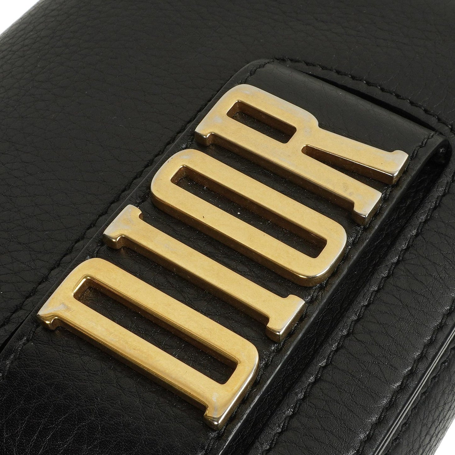 Christian Dior Dio(r)evolution Schwarze Genarbte Kalbsleder Klapptasche