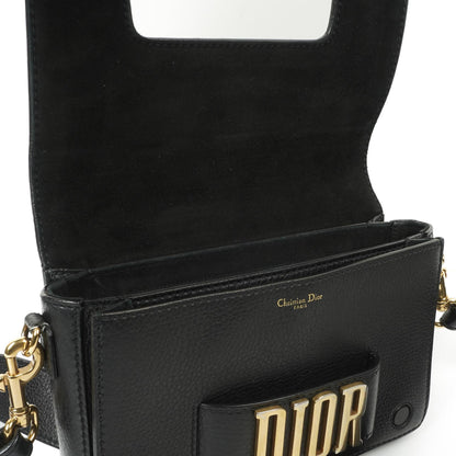 Christian Dior Dio(r)evolution Schwarze Genarbte Kalbsleder Klapptasche