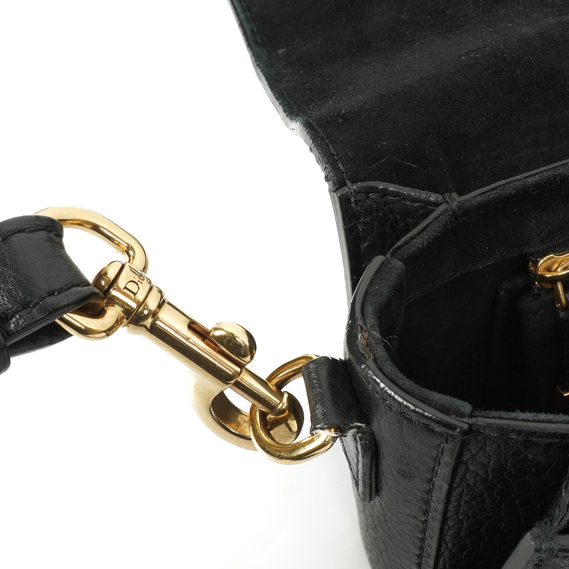 Christian Dior Dio(r)evolution Schwarze Genarbte Kalbsleder Klapptasche