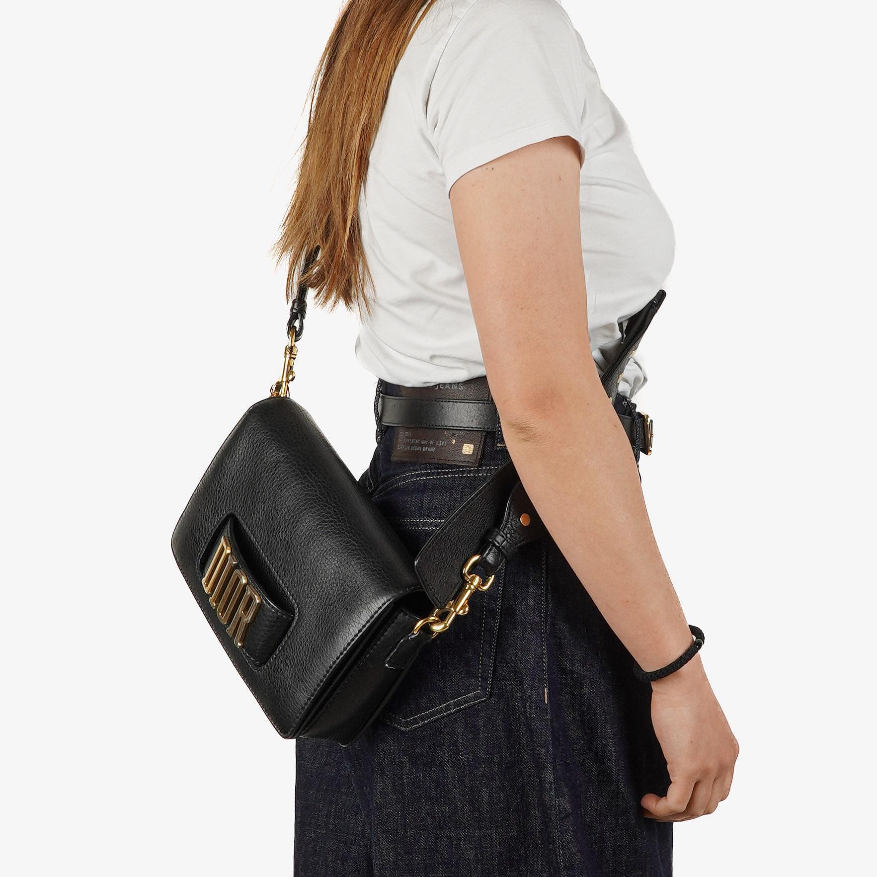 Christian Dior Dio(r)evolution Schwarze Genarbte Kalbsleder Klapptasche