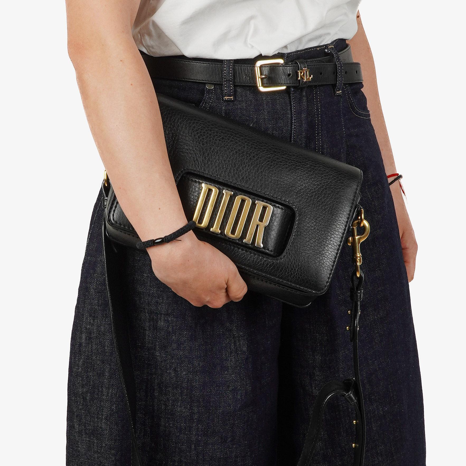 Christian Dior Dio(r)evolution Schwarze Genarbte Kalbsleder Klapptasche