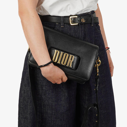Christian Dior Dio(r)evolution Schwarze Genarbte Kalbsleder Klapptasche