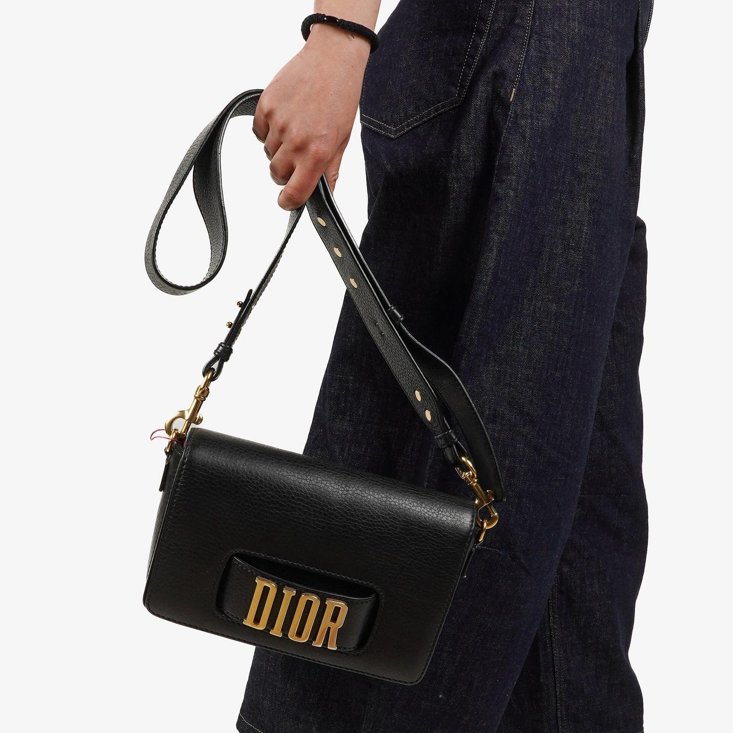 Christian Dior Dio(r)evolution Schwarze Genarbte Kalbsleder Klapptasche