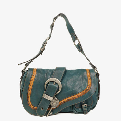 Christian Dior Gaucho Doppelsatteltasche Mittelgroß aus Kalbsleder