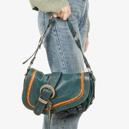 Christian Dior Gaucho Doppelsatteltasche Mittelgroß aus Kalbsleder