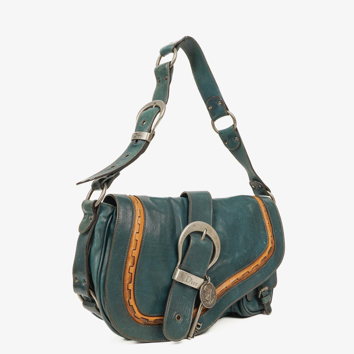 Christian Dior Gaucho Doppelsatteltasche Mittelgroß aus Kalbsleder