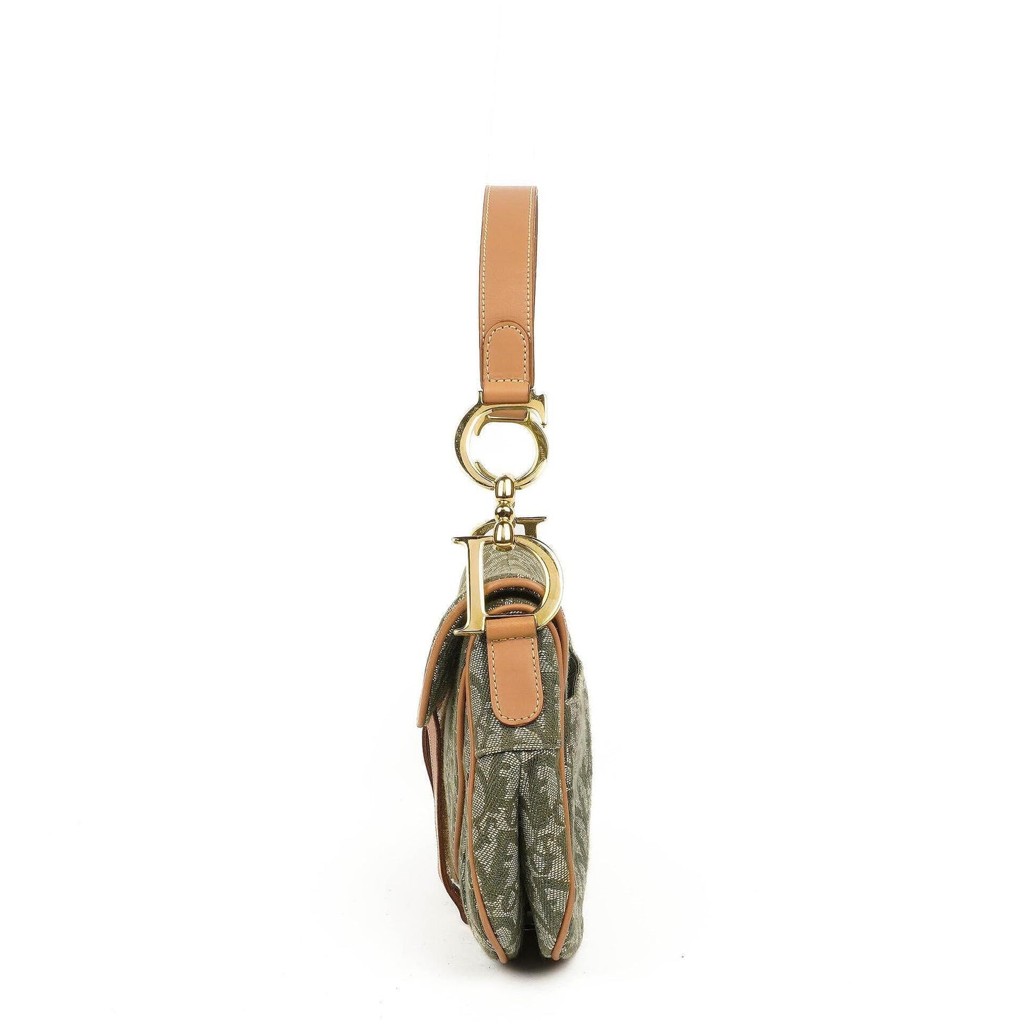 Christian Dior Double Saddle Tasche aus grünem Monogram Jacquard