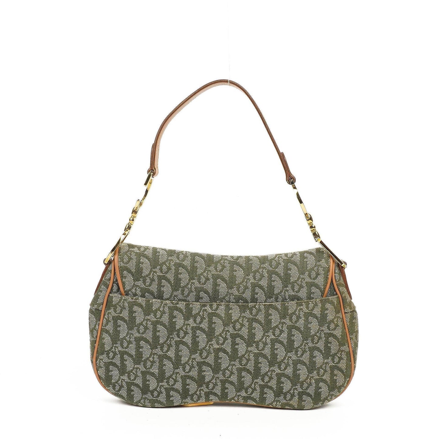 Christian Dior Double Saddle Tasche aus grünem Monogram Jacquard