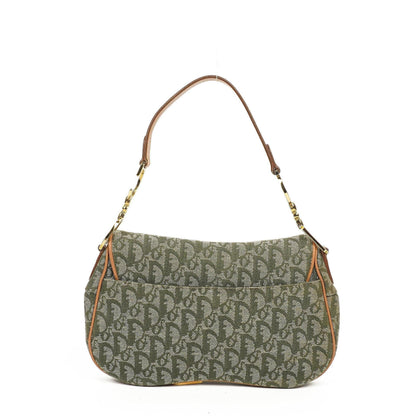 Christian Dior Double Saddle Tasche aus grünem Monogram Jacquard