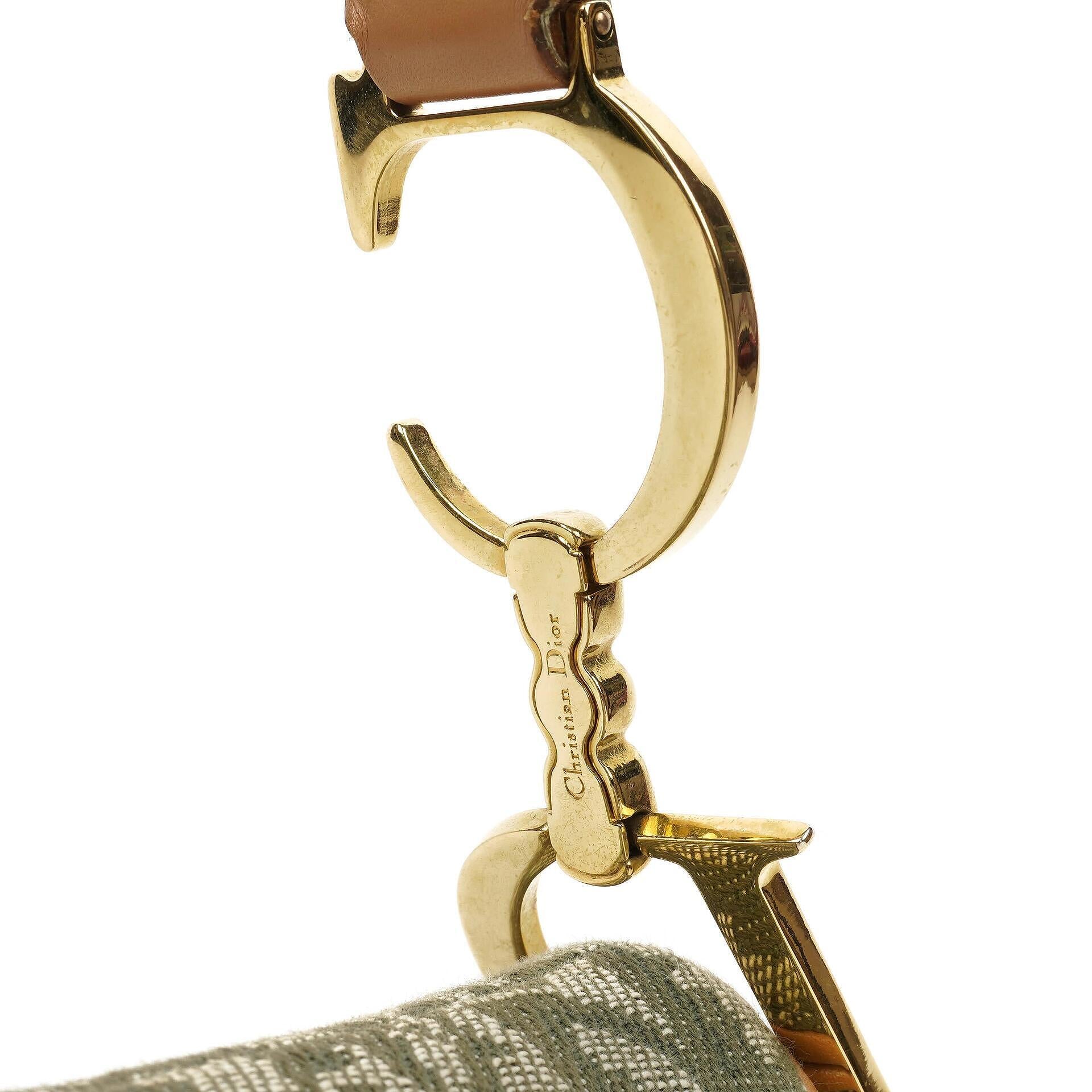 Christian Dior Double Saddle Tasche aus grünem Monogram Jacquard