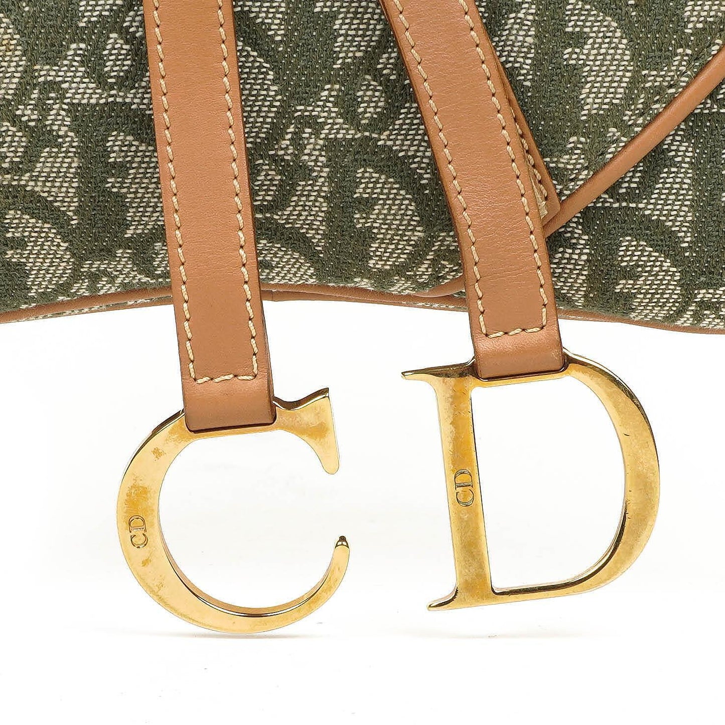 Christian Dior Double Saddle Tasche aus grünem Monogram Jacquard