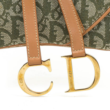 Christian Dior Double Saddle Tasche aus grünem Monogram Jacquard