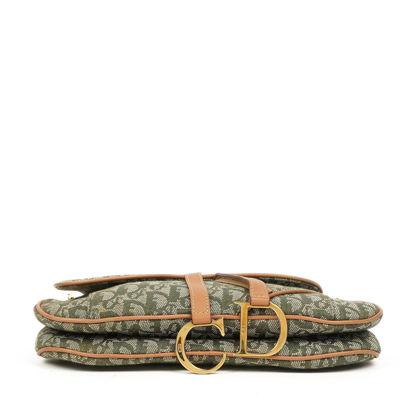 Christian Dior Double Saddle Tasche aus grünem Monogram Jacquard