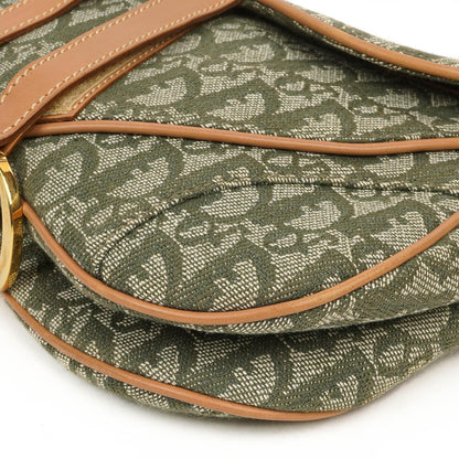 Christian Dior Double Saddle Tasche aus grünem Monogram Jacquard