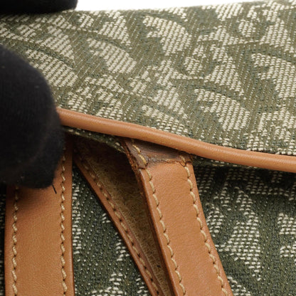 Christian Dior Double Saddle Tasche aus grünem Monogram Jacquard