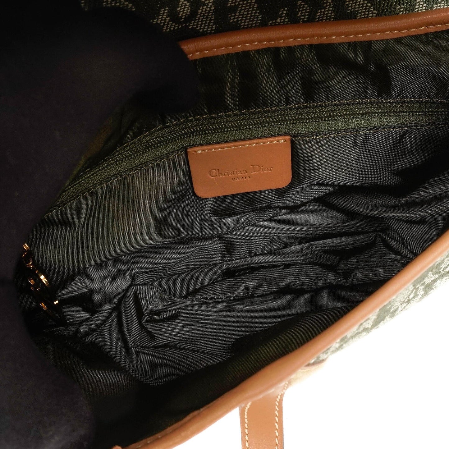 Christian Dior Double Saddle Tasche aus grünem Monogram Jacquard