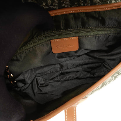 Christian Dior Double Saddle Tasche aus grünem Monogram Jacquard
