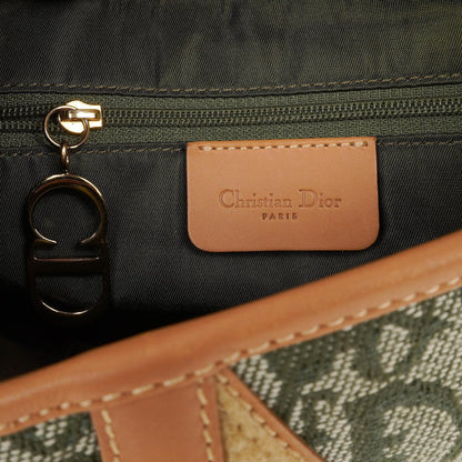 Christian Dior Double Saddle Tasche aus grünem Monogram Jacquard