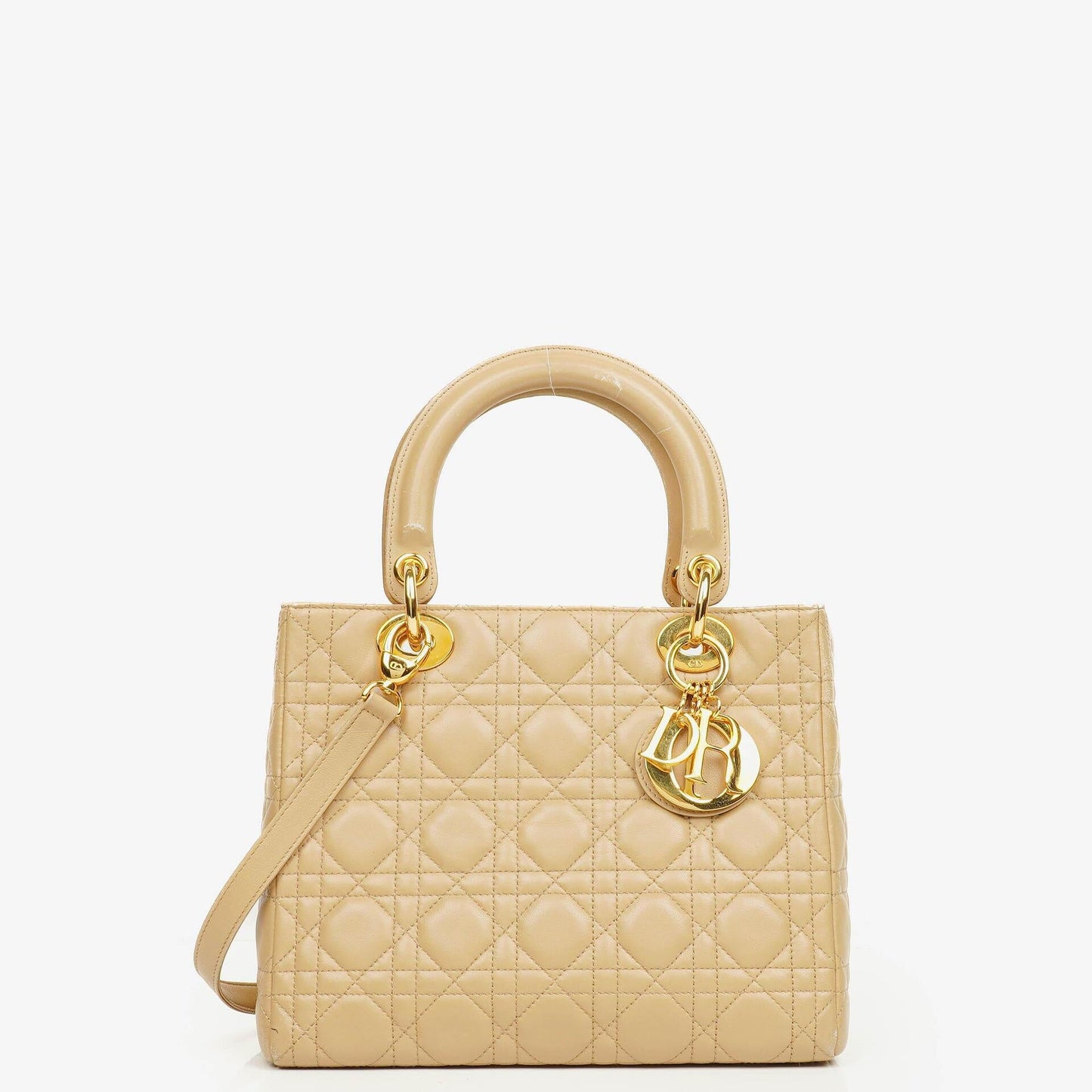 Christian Dior Lady Dior Tasche aus beigem Cannage-Steppleder