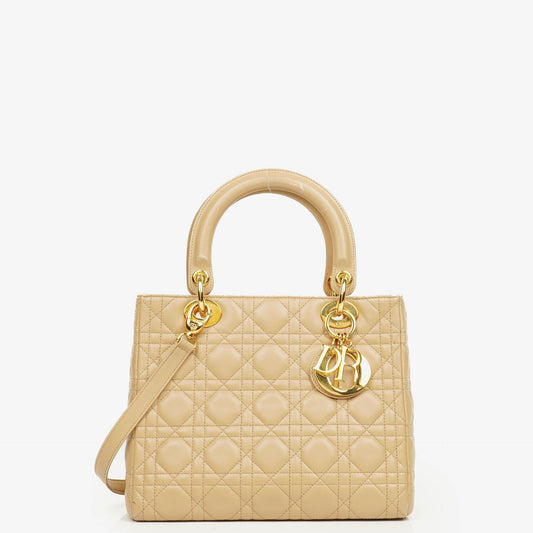 Christian Dior Lady Dior Tasche aus beigem Cannage-Steppleder