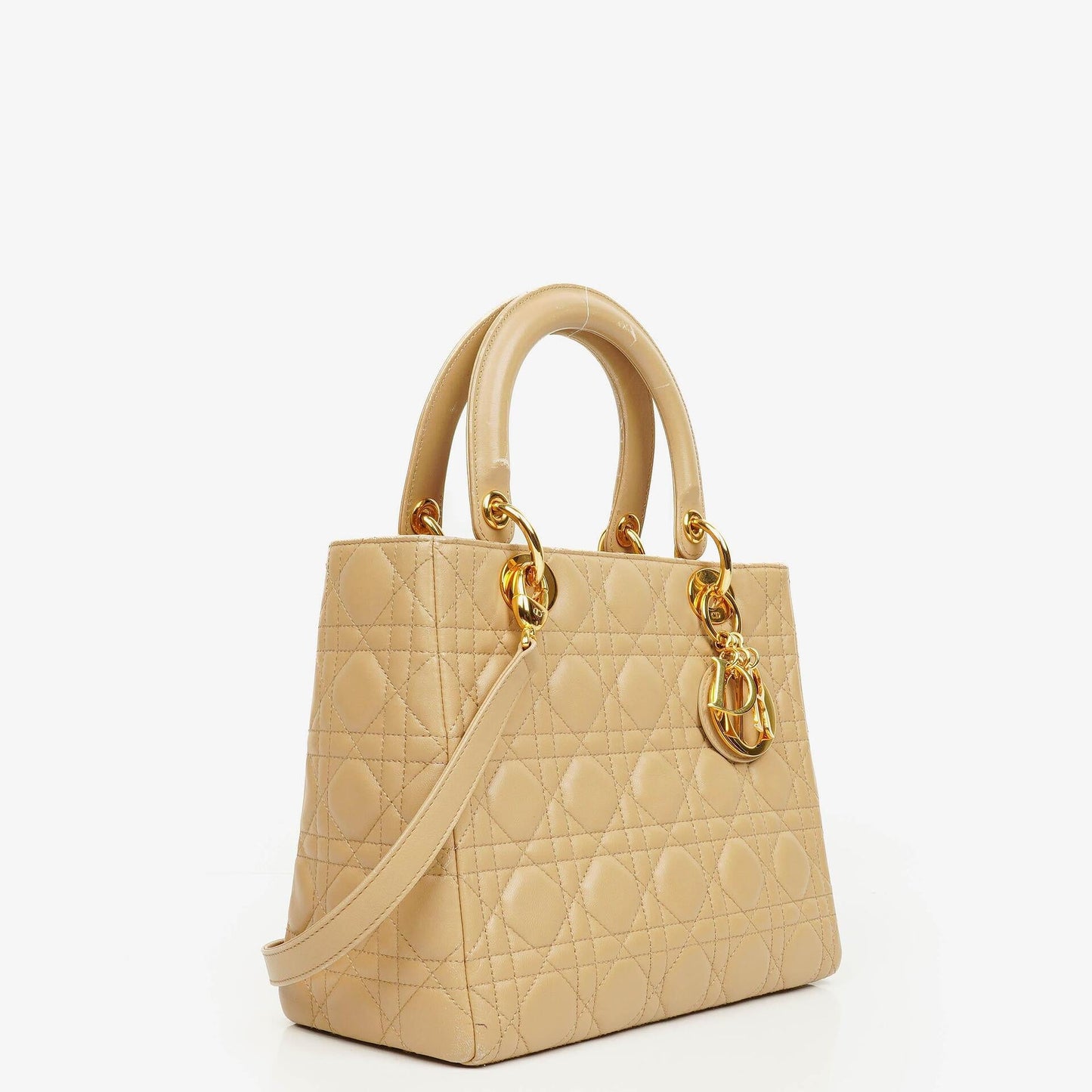 Christian Dior Lady Dior Tasche aus beigem Cannage-Steppleder