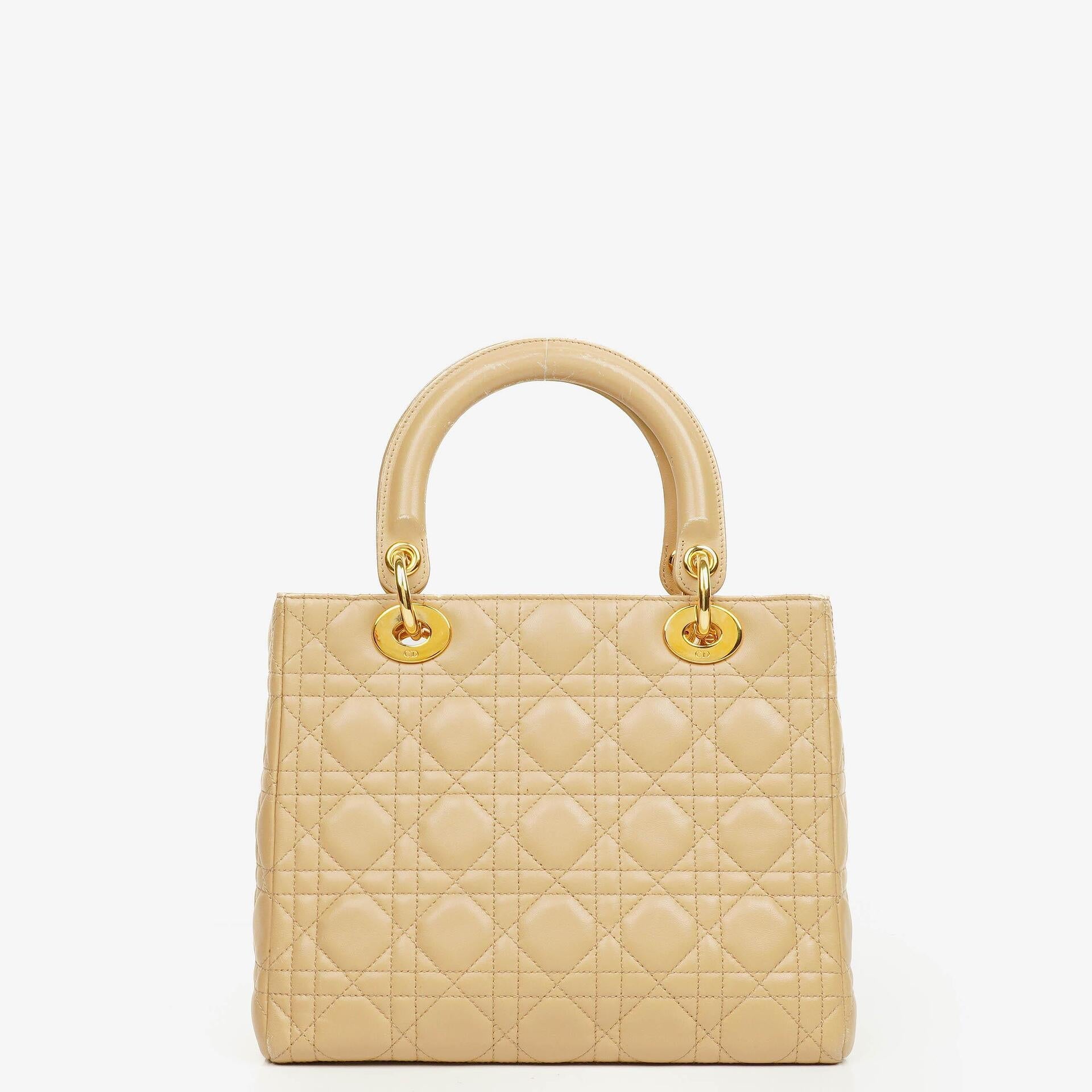 Christian Dior Lady Dior Tasche aus beigem Cannage-Steppleder