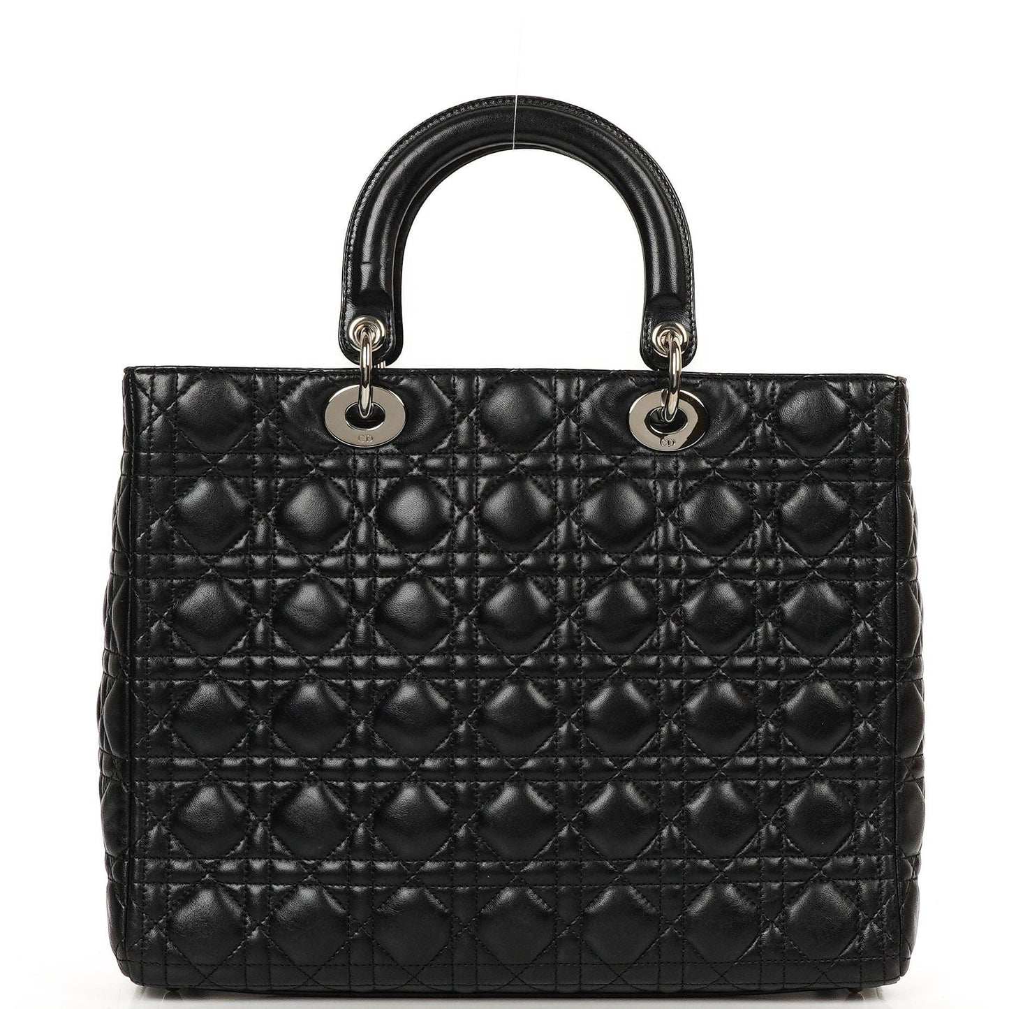 Christian Dior Große Lady Dior Schwarze Cannage Gestepptes Lammleder Handtasche, 2010