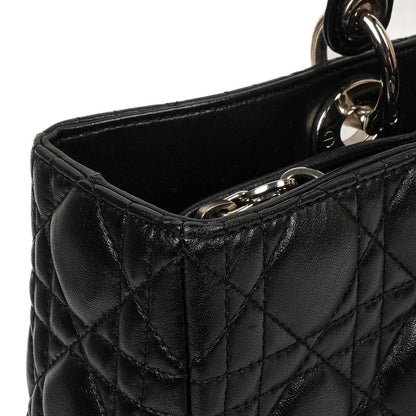 Christian Dior Große Lady Dior Schwarze Cannage Gestepptes Lammleder Handtasche, 2010