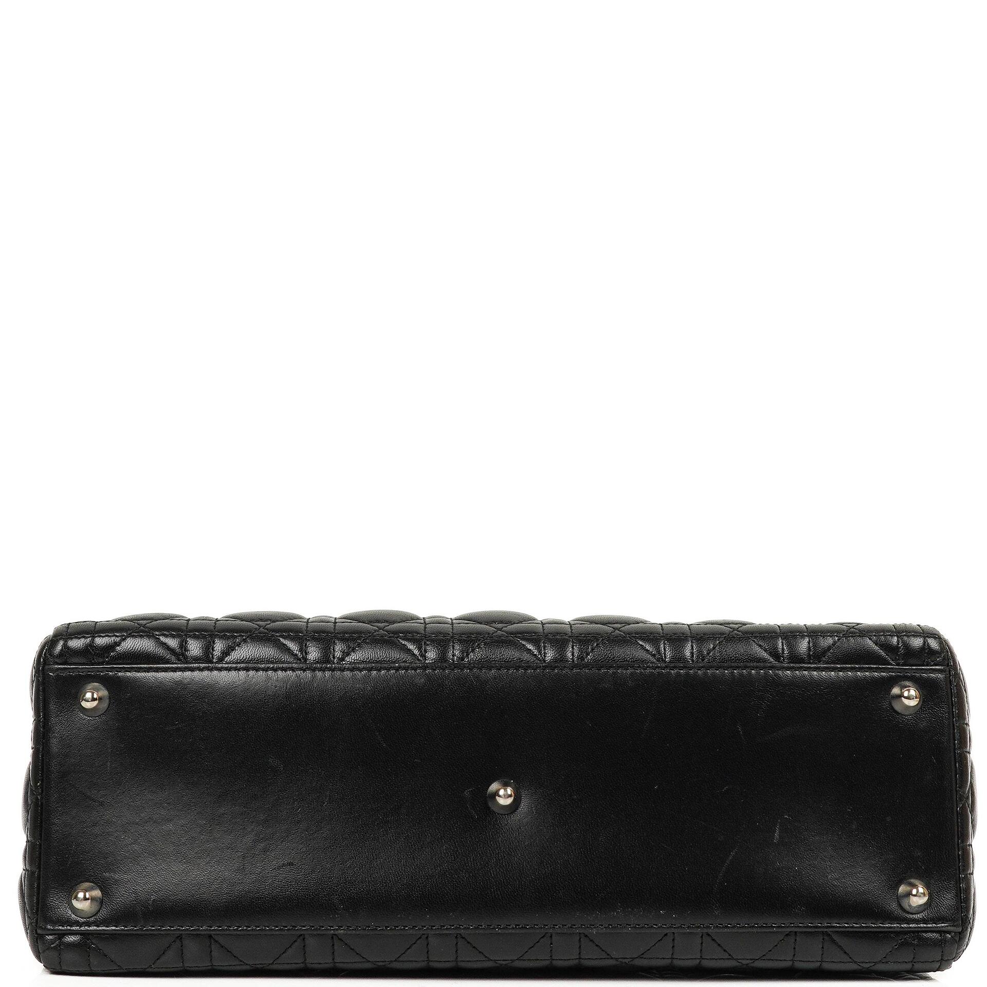 Christian Dior Große Lady Dior Schwarze Cannage Gestepptes Lammleder Handtasche, 2010